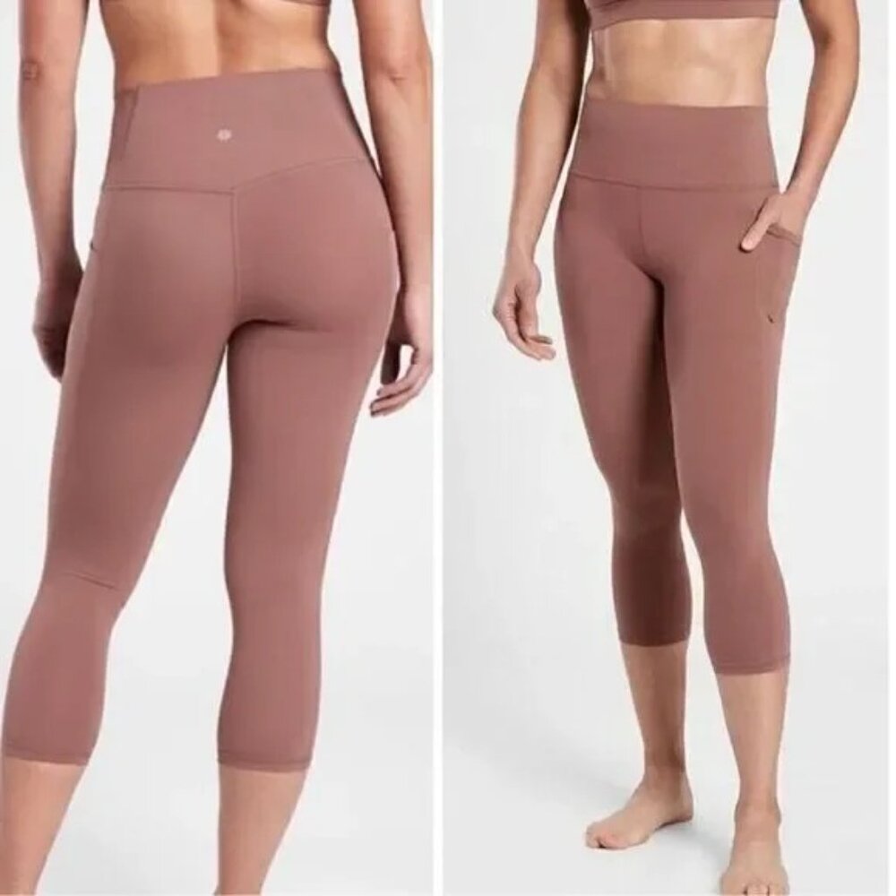 Athleta Salutation Stash Pocket Capri (Beautiful Dusty Hearth Rose Pink Color)